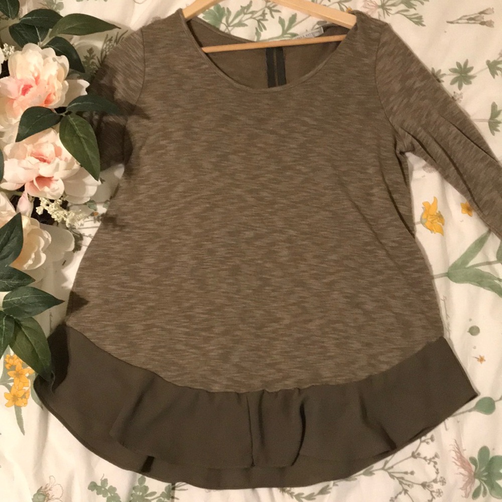 Heather Green Top with Ruffle Bottom